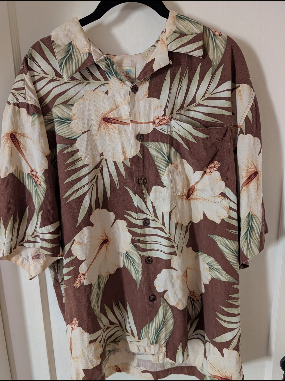 Vintage Reyn Spooner Silk Hawaiian Camp Shirt in Brown and Cream Sz Large